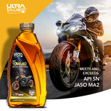 2 Aceite Ultra1Plus 10W-40 4T Moto Full Sintético API SN JASO MA2 2L UL409
