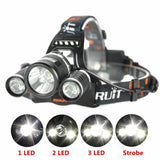 Lámpara minera recreativa táctica de 3 LED T6 con 4 funciones