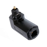 Adaptador conector cable fibra optico cople codo Toslink 90° / 360°