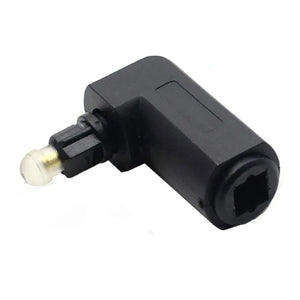 Adaptador conector cable fibra optico cople codo Toslink 90° / 360°