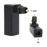 Adaptador conector cable fibra optico cople codo Toslink 90° / 360°
