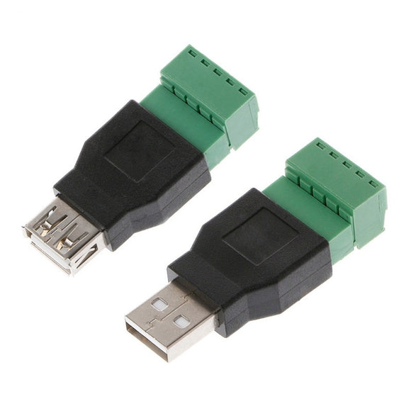 2 Adaptador conector puerto USB Macho / Hembra con terminal 5 pines
