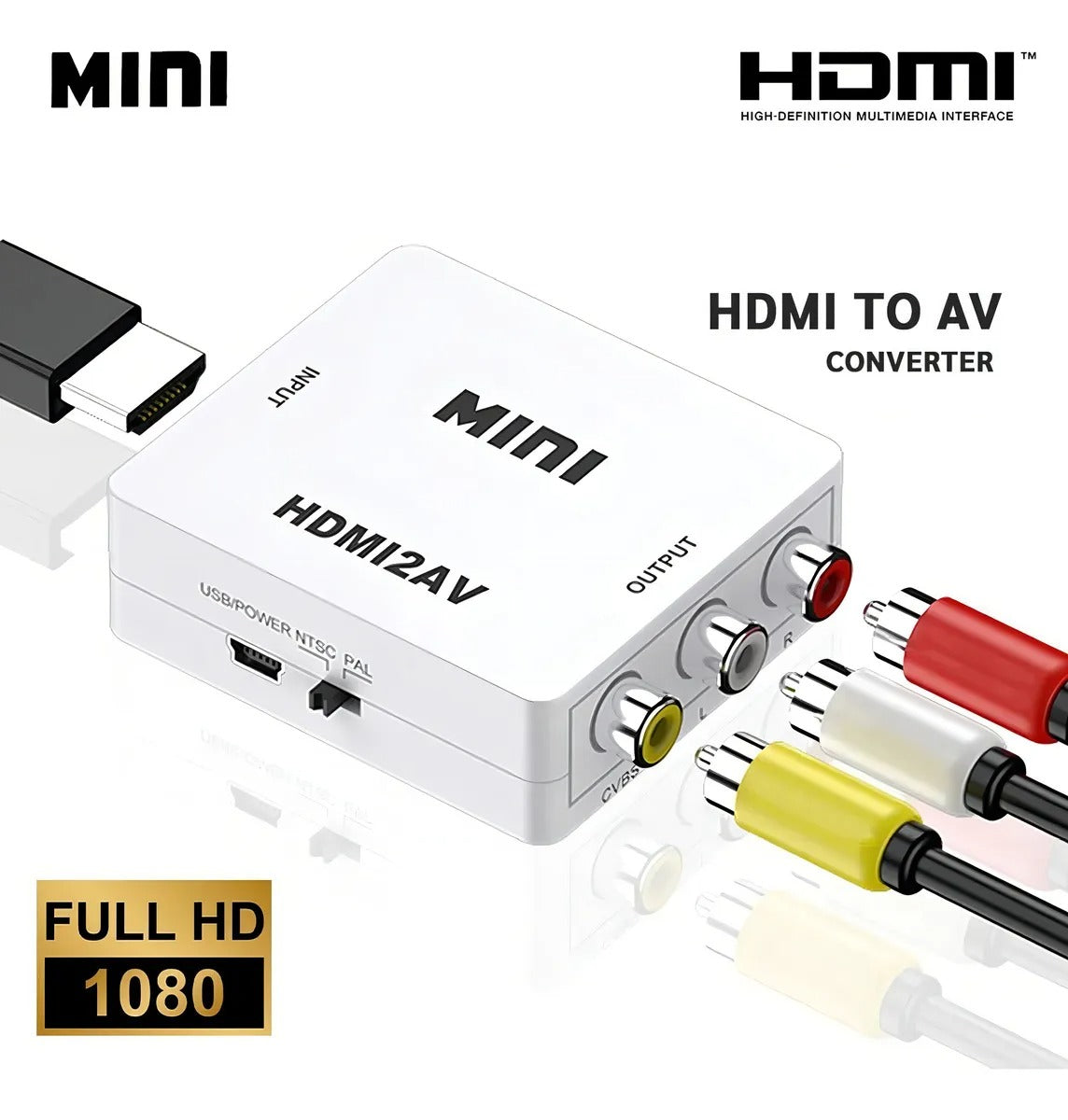 Adaptador convertidor HDMI - AV HDMI2AV audio video – Flexcop