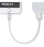 Cable certificado MFI lightning USB para iPhone Rock plata nylon 30 cm