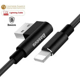 Cable lightning codo para Baseus dual iPhone negro aluminio iPad