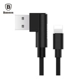 Cable lightning codo para Baseus dual iPhone negro aluminio iPad