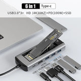 Carcasa Hub PD100W USB C adaptador HDMI NVME SATA M.2 SSD 5gbps