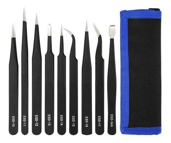 Kit juego pinzas con estuche 9pzas negras
