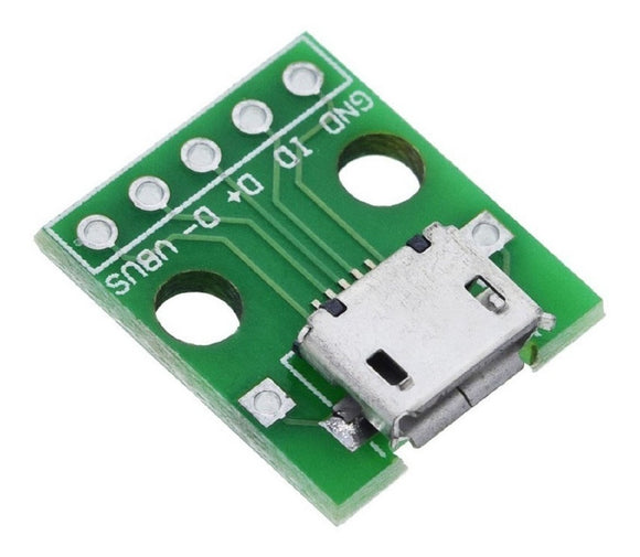 5 adaptadores micro USB 2.54MM PCB Arduino