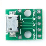 5 adaptadores micro USB 2.54MM PCB Arduino